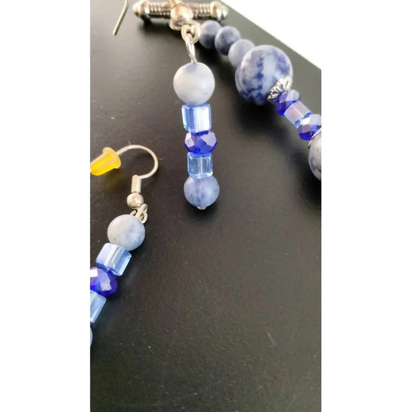 Womens Blue Two-Tone Necklace & Ear rings Set - Picture 8 of 10